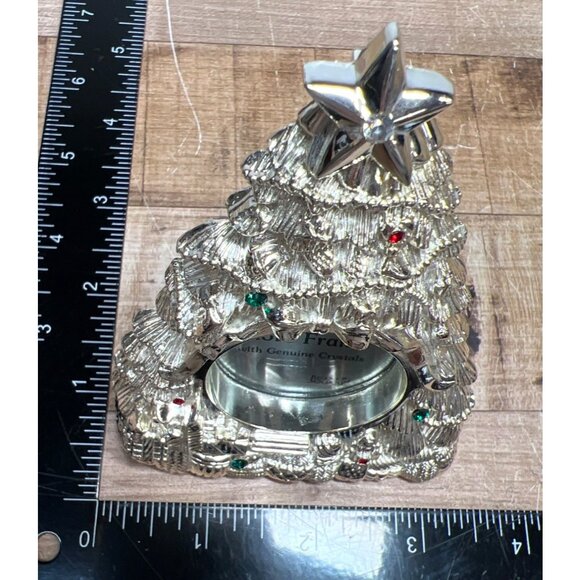 Silver Plated Christmas Tree Photo Frame With Genuine Crystals By Regent Square - Picture 5 of 7